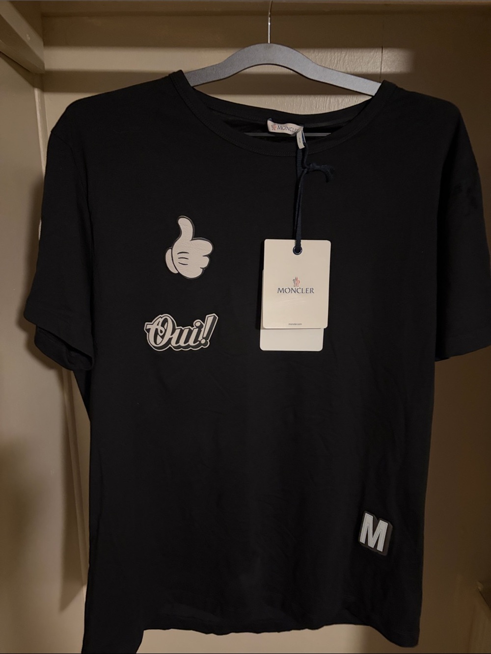 Moncler Black Short Sleeve Graphic Patch Crewneck Tee